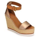 See By Chloe | Glyn Metallic Wedge Espadrille Sandals Bronze Jute White | Size 4 Photo 0