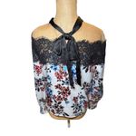 NBD NWT  Floral Lace Illusion Neck Long Sleeve Blouse Top Women Size S Photo 9