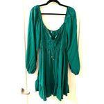 Annabree’s Long Sleeve Tie Front Sweetheart Mini Dress Green Size M Photo 2