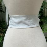 Handmade Leather Belt OOAK Tie Wrap 39” White Green Reptile Earthy Boho Western Photo 4