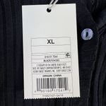 A New Day  XL Top Tie Front Black Ribbed Knit Full Button Long Sleeve V-Neck NEW Photo 5