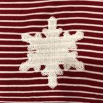 Talbots Pima Cotton Christmas Snowflake Red Striped White Top M Long Sleeve Photo 1