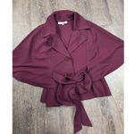 Jones Studio  Women's Cape Top L Dark Red Button Tie Waist-Band Kimono-Sleeve Photo 0