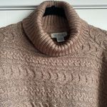 Rachel Zoe Women's Tan Cream Cable Knit Turtle Neck Poncho - One Size - NWT Photo 6