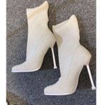 EGO  Womens Square Toe Textured Stiletto Ankle Sock Booties Nude  US SIZE 6 Photo 8