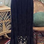 Vintage Unbranded Black Satin Damask Lace Trim Maxi Skirt Size 1X Photo 0