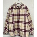 Ba&sh  Sz Medium Plaid Purple Yellow Cream Qetsia Wool Button Overshirt Shacket Photo 2