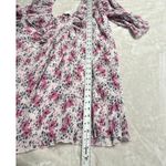 Ganni Georgette Mini Dress Women 36 Pink Black Floral Pleated Ruffle Square Neck Photo 10