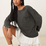 Free People  We The Free Fade Into You Tee Size Medium NWT Washed Black Photo 0