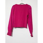 Anthropologie  Womens Structured Long Sleeve Top Blouse XXS Hot Pink Smocked Cuff Photo 8