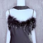 Vintage metallic jump midi body con dress with feathers and Shaw / belt scarf md Black Size M Photo 2