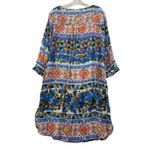 PEARLS By Aratta Los Angeles Women's Boho Floral Print V Neck Tunic Dress XL Blue Photo 1