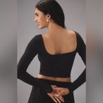 Anthropologie The Reegan Seamless Ribbed Cropped Long-Sleeve Top in Black Photo 1