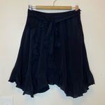IRO  Paris NEW Wispy Asymmetric Hem Ruffled Crepe de Chine Silk Skirt Black Sz 36 Photo 2