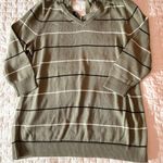 Talbots Green V-Neck  Striped Bow Knit Sweater Size Petite Large Photo 0