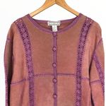 Y2K Vintage Mauve Pink Leather Patchwork Pieced Long Sleeve Top NWT size Medium Photo 1