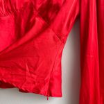 Lulus NWT  Head Held High Wine Red Satin Holiday Party Romantic Top Size Medium Photo 4