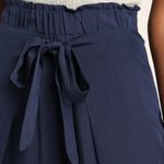 Lulus Always Here For You Navy Blue Tie Front Wide Leg Pants Pull On Ankle XS Photo 2