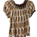 Anthropologie Porridge Viral Pineapple Bow Back Off the Shoulder Top Shirt Small Photo 2