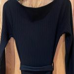 Topshop  Long Sleeve Square Neck Belted Jersey Ribbed Midi Dress in‎ Black Size 4 Photo 14