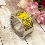 Ann Taylor  Yellow Snakeskin Silver-tone Bangle Photo 1