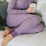 Zyia  Dont Wake Me Up Lilac Thermal Waffle Knit Joggers Pants Loungewear M New Photo 0