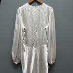 Ganni  Cameron Gathered Polka-dot Satin Long Sleeve Maxi Dress In Egret XL Photo 8