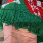 Christmas Distressed Edge Sweater Size XL V Neck Holiday Party Grunge Torn Worn Green Photo 4