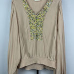 Anthropologie Maeve Cream Kristie Long Balloon Sleeve Sequin Peasant Blouse S Photo 0
