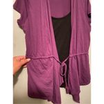 Mix & Co Purple Black Built In Tank Top Short Sleeve Cardigan Size 1X Photo 2