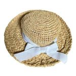 Signature Studio Vintage 90s Thick Chunky Straw Sun Hat with White Bow Signature Studios Photo 0