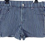 American Eagle  Hi-Rise shortie blue & white striped jean shorts size 16 NEW Photo 8