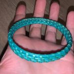 Set of 3 teal & black straw metal bangle bracelets Blue Photo 6