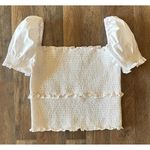 Cinq à Sept CINQ a SEPT White Smocked Ellis Blouse Puff Sleeve Blouse Top Size XL Photo 1
