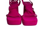 ZARA Chunky Neon Pink Strappy Heels Platform Sandals Ankle Strap Square Toe 39 Photo 7