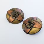 Vintage Clip On Earrings Statement Unusual Artsy Large 1.25" Photo 2