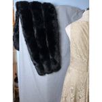 Dress Barn Black Faux Fur Shawl Wrap Stole Evening Winter Formal Holiday Glam Photo 5