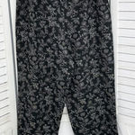 Charter Club  Floral Print Linen Blend Capri Pants Black White Size 10 Photo 0