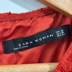 ZARA  Red Lace Dress Short Sleeve Lined Sheath Sz XS Cocktail Business Event Photo 2