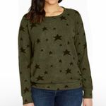 Buffalo Khaki Green Black Star Printed Novelty Print Crewneck Cozy Top NWT Photo 3