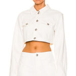 STAUD  White Cropped Denim Truckee Jacket Size Medium Photo 0