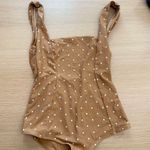 We Wore What  Vintage Low Leg One Piece bathing suit Size Medium Beige  x1246 Photo 3