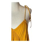 ZARA  Dress Women Small Mustard‎ Yellow V Neckline Strappy Shoulders Pleated Maxi Photo 6