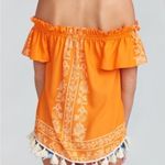 Show Me Your Mumu Show Me Your MuMu Orange White Woodstock Tassel Tunic Printed Top Size M… Photo 2