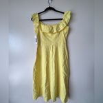 JustFab NWT Lemon Medium Yellow Off the Shoulder Linen Midi Dress Ruffle Top Photo 8
