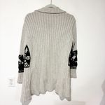 easel  Grey Black Lace Crotchet Open Front Cardigan Sweater Size Large Photo 4