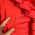 Vintage Ataga Ruffle Blouse Size Medium Coral Pink Button Front Long Sleeve Photo 7