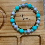 Sea Green & Silver Beaded Bracelet Size 7 inches Photo 1