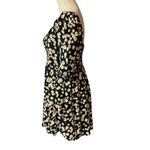 Motel Rocks Motel Daisy Print Mini Dress Smocked Puff Sleeve Square Neck Black Sz M Cottage Photo 3