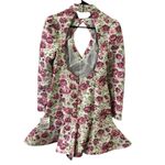 Asos Luxe Keyhole Cut Out Floral jacquard High Neck Long Sleeve Mini Dress Sz 6 Pink Photo 10